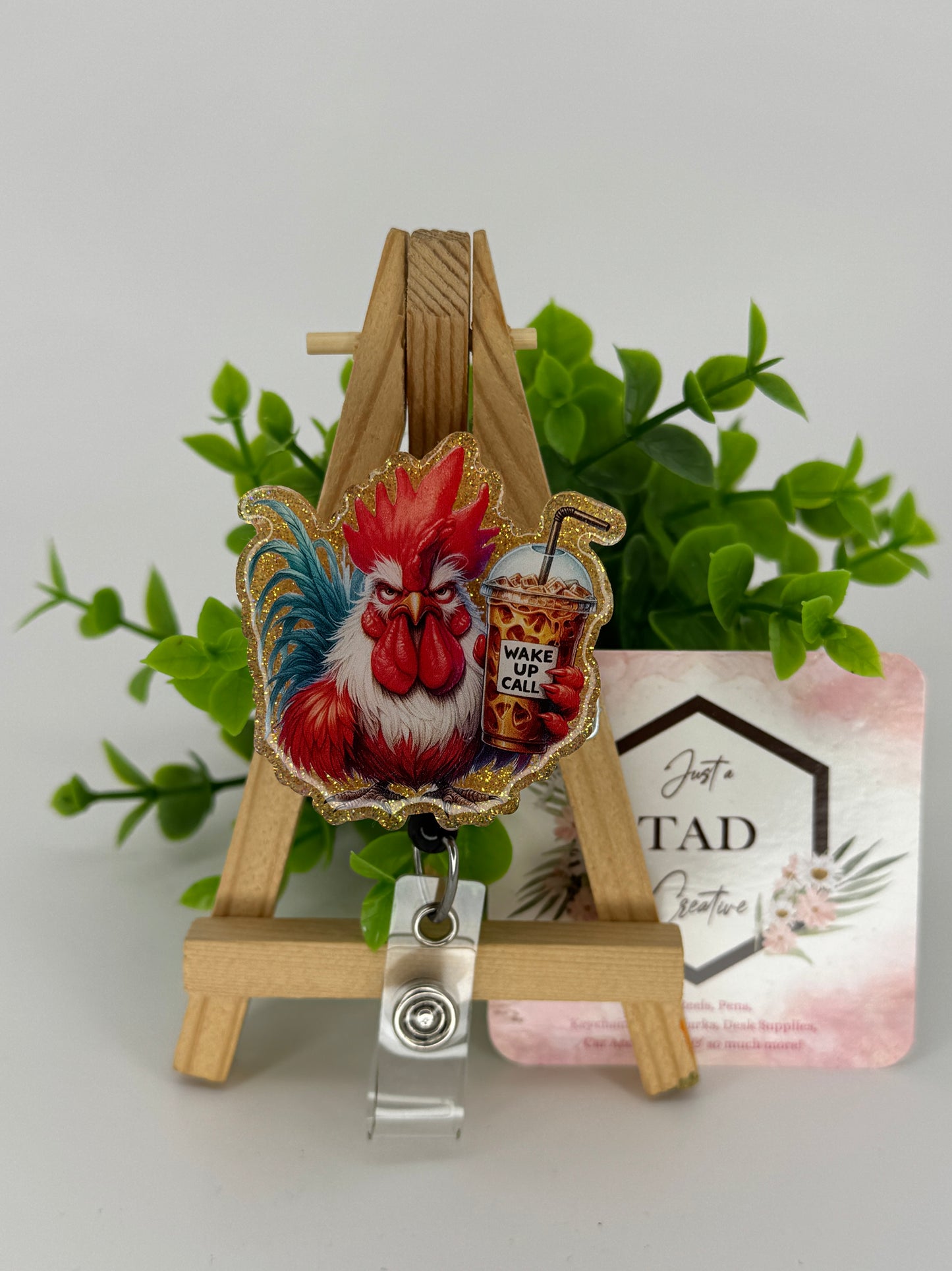 Wake Up Call Rooster Interchangeable Badge Reel Topper