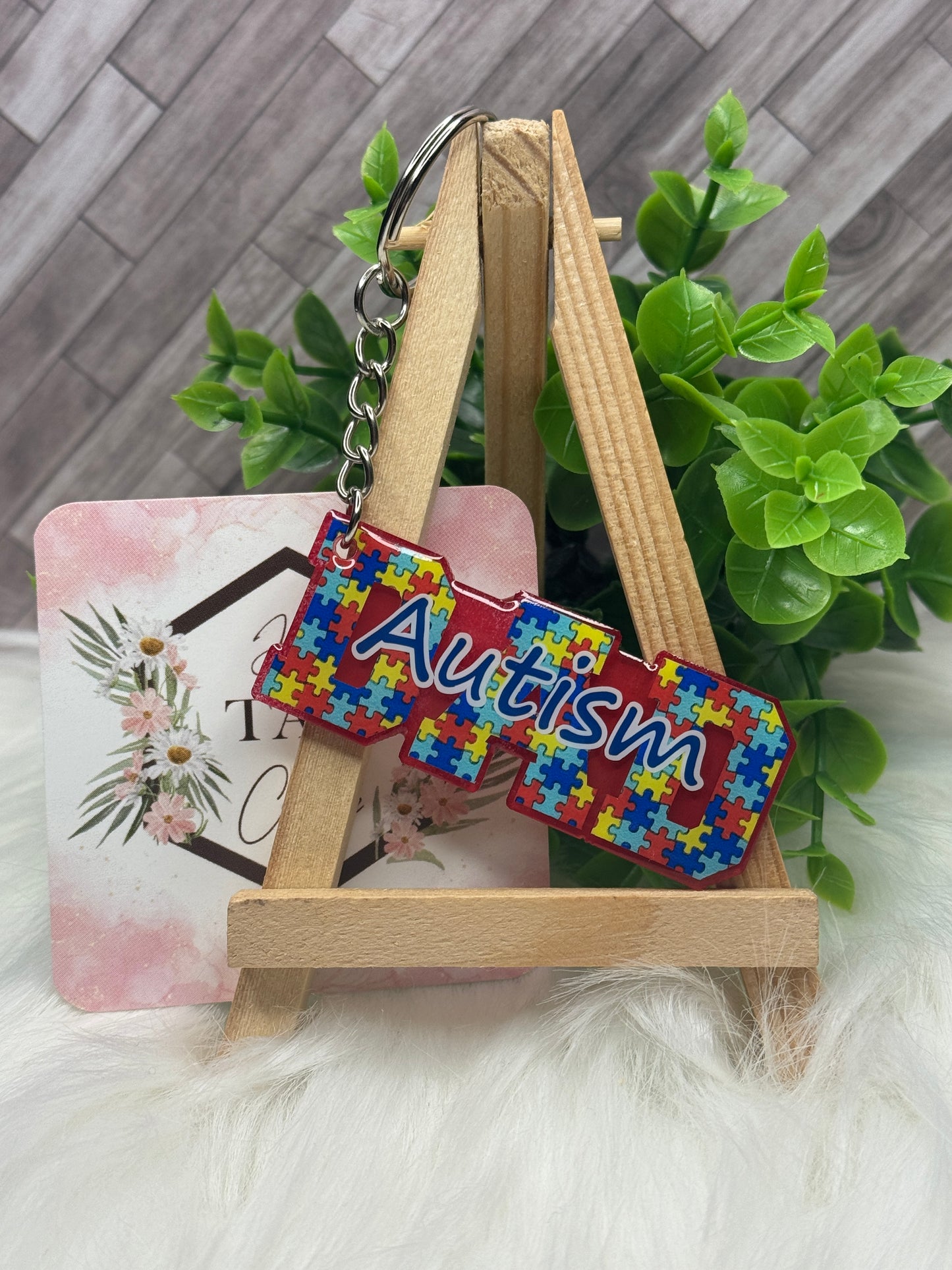 Autism DAD Puzzle Piece Keychain / Bag Tag