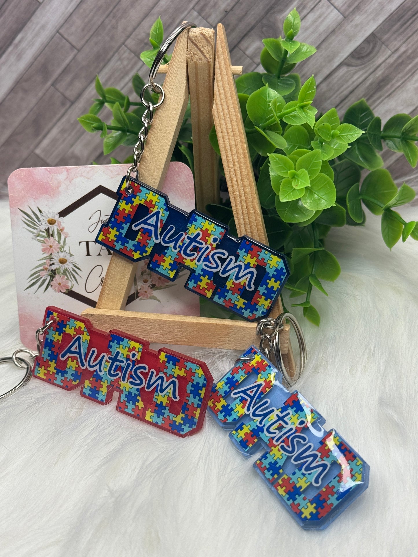 Autism DAD Puzzle Piece Keychain / Bag Tag