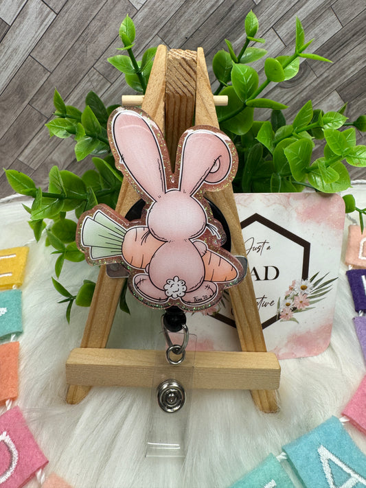 Bunny Holding a Carrot  Interchangeable Badge Reel/Lanyard Topper