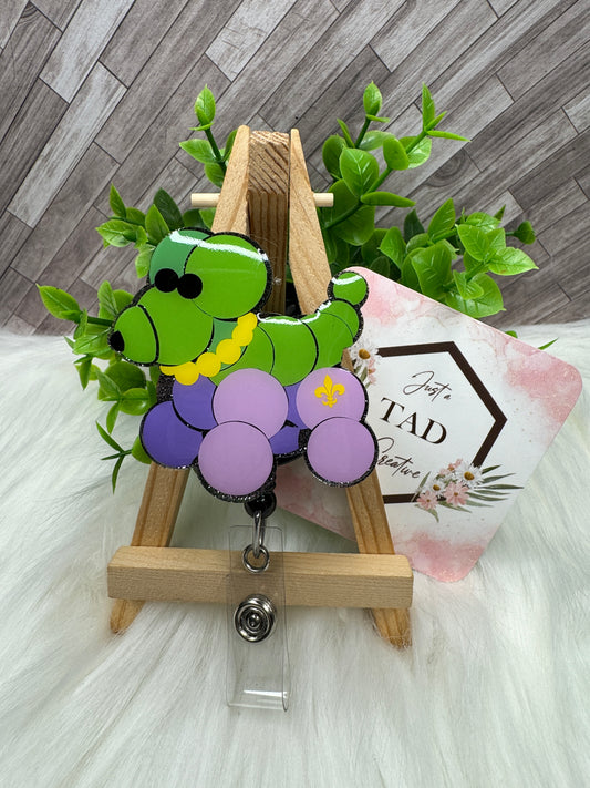 Mardi Gras Bead Dog Interchangeable Badge Reel/Lanyard Topper