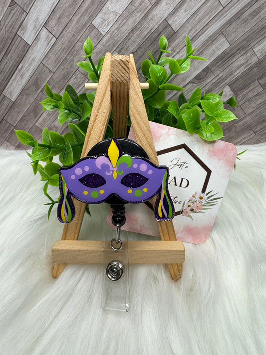 Mardi Gras Mask Interchangeable Badge Reel/Lanyard Topper