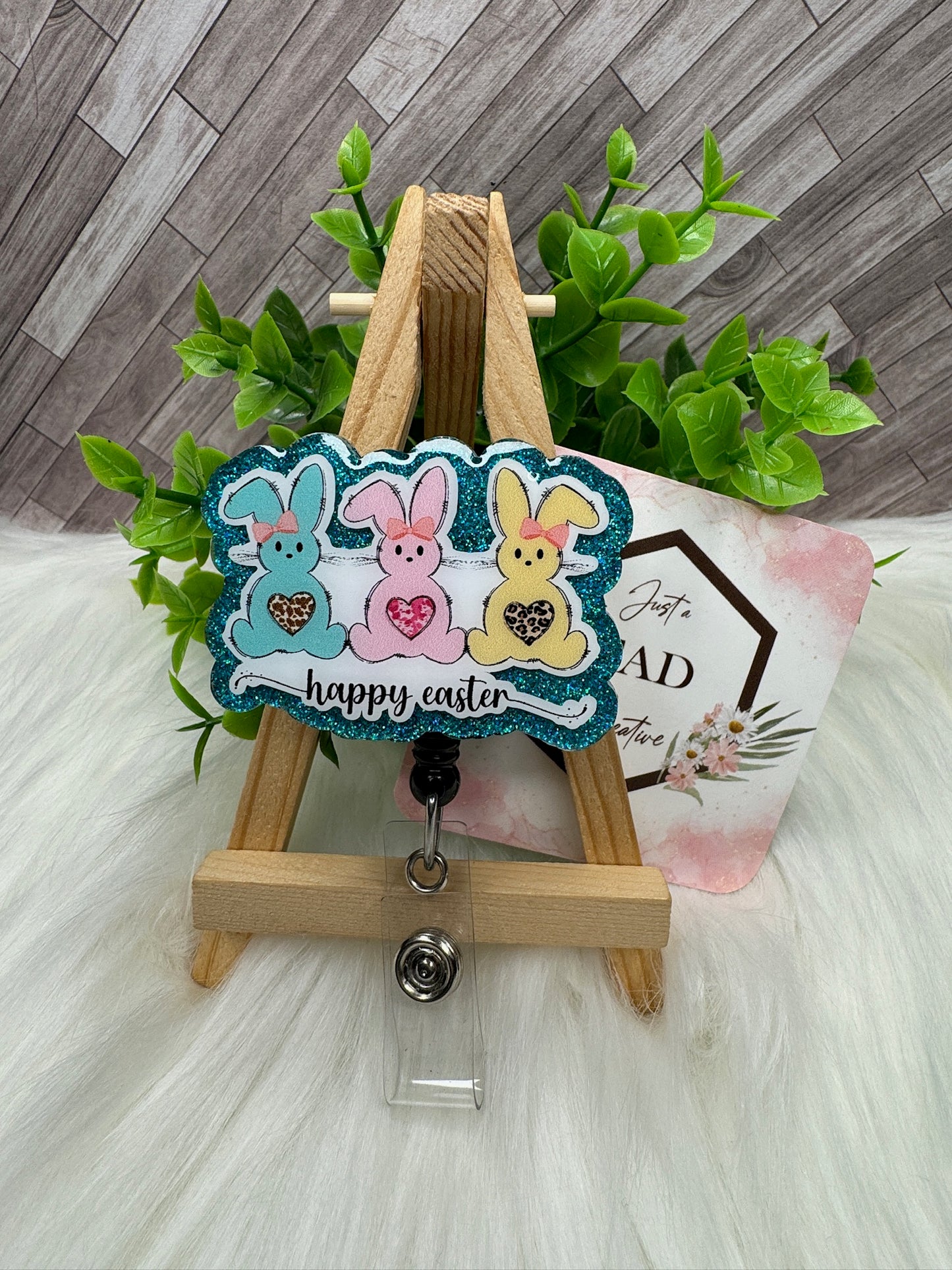 3 Bunny Happy Easter Interchangeable Topper