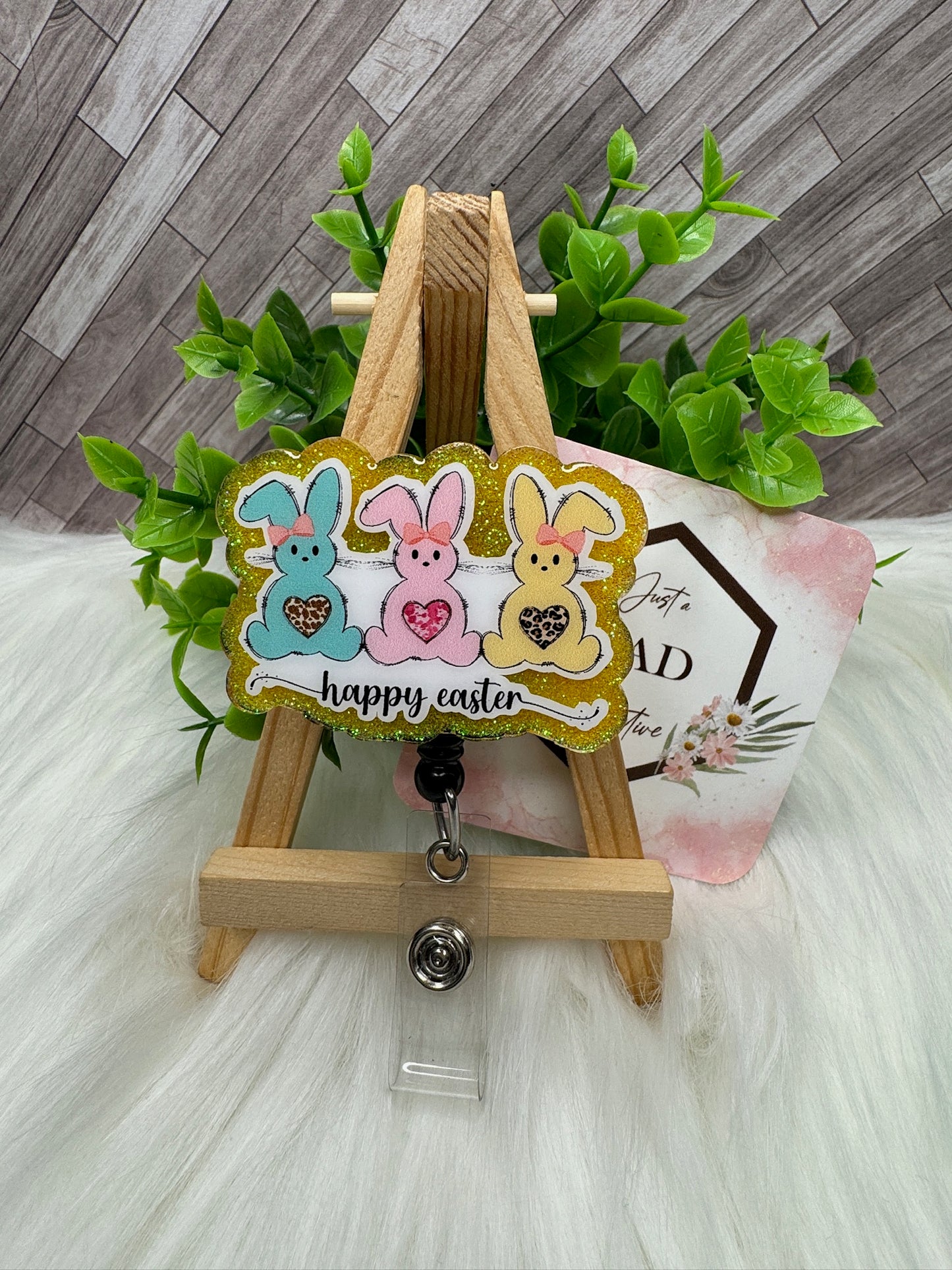 3 Bunny Happy Easter Interchangeable Topper