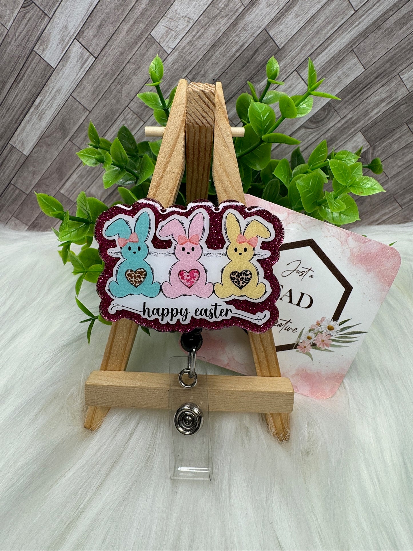 3 Bunny Happy Easter Interchangeable Topper
