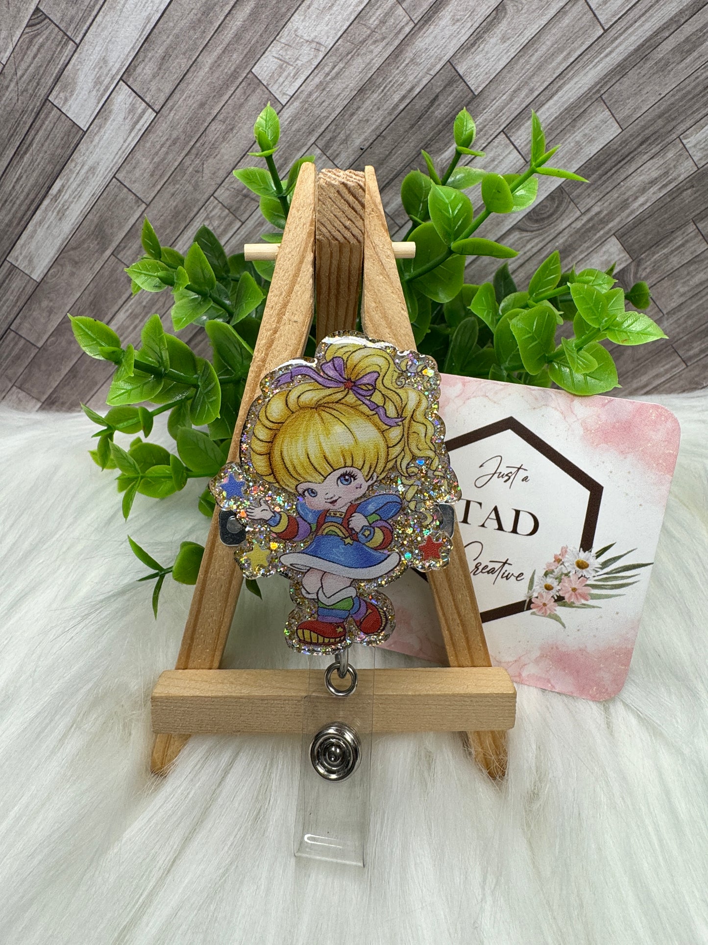 Rainbow Girl Cartoon Character Interchangeable Badge Reel Topper