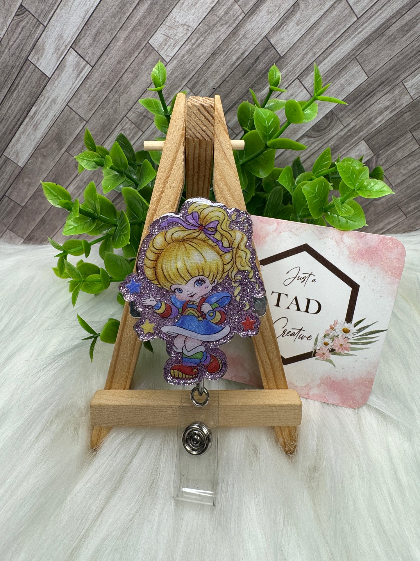 Rainbow Girl Cartoon Character Interchangeable Badge Reel Topper