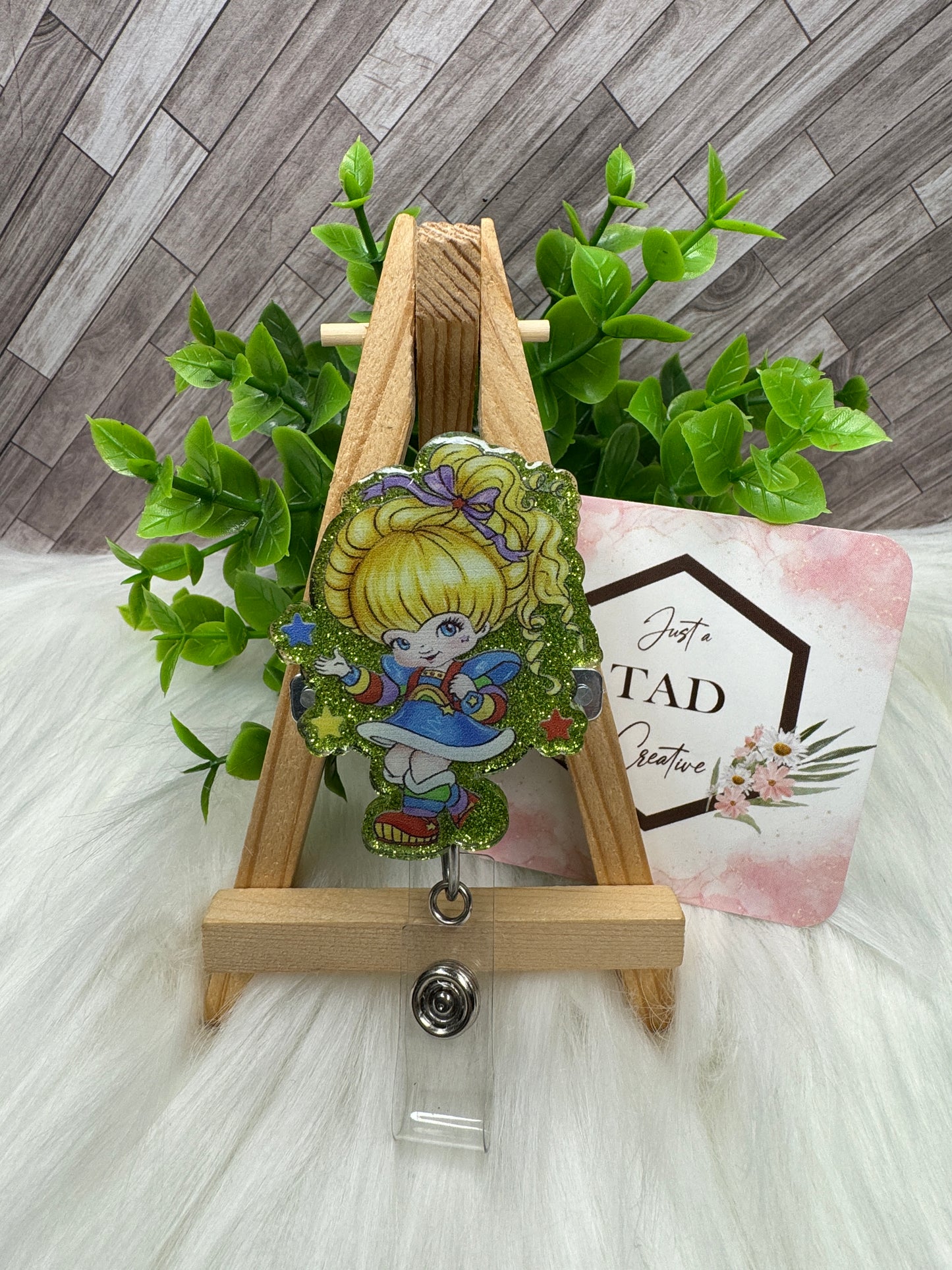 Rainbow Girl Cartoon Character Interchangeable Badge Reel Topper