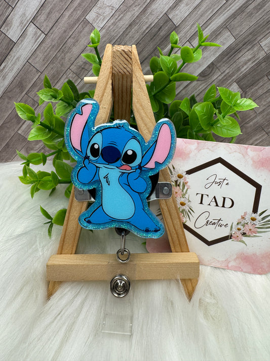 Blue Alien Interchangeable Badge Reel Topper