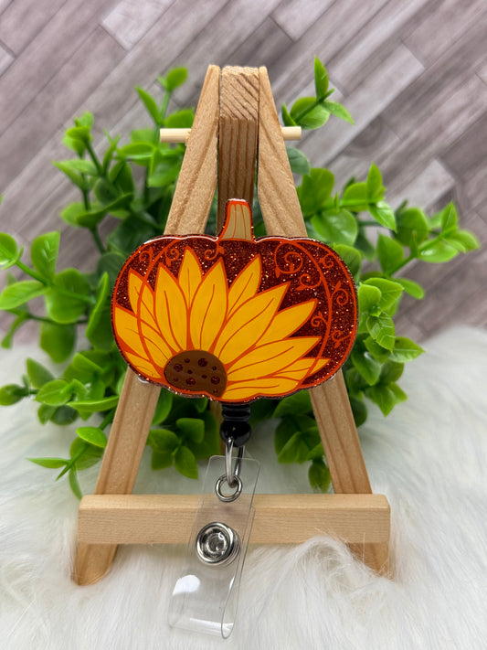 Sunflower Pumpkin Interchangeable Badge Topper