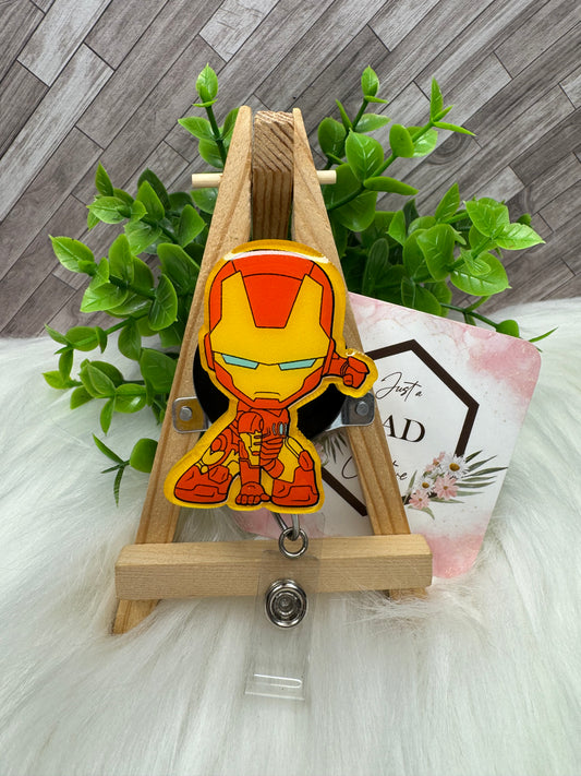 Super Hero METAL MAN Cartoon Style Design Interchangeable Badge Reel Topper