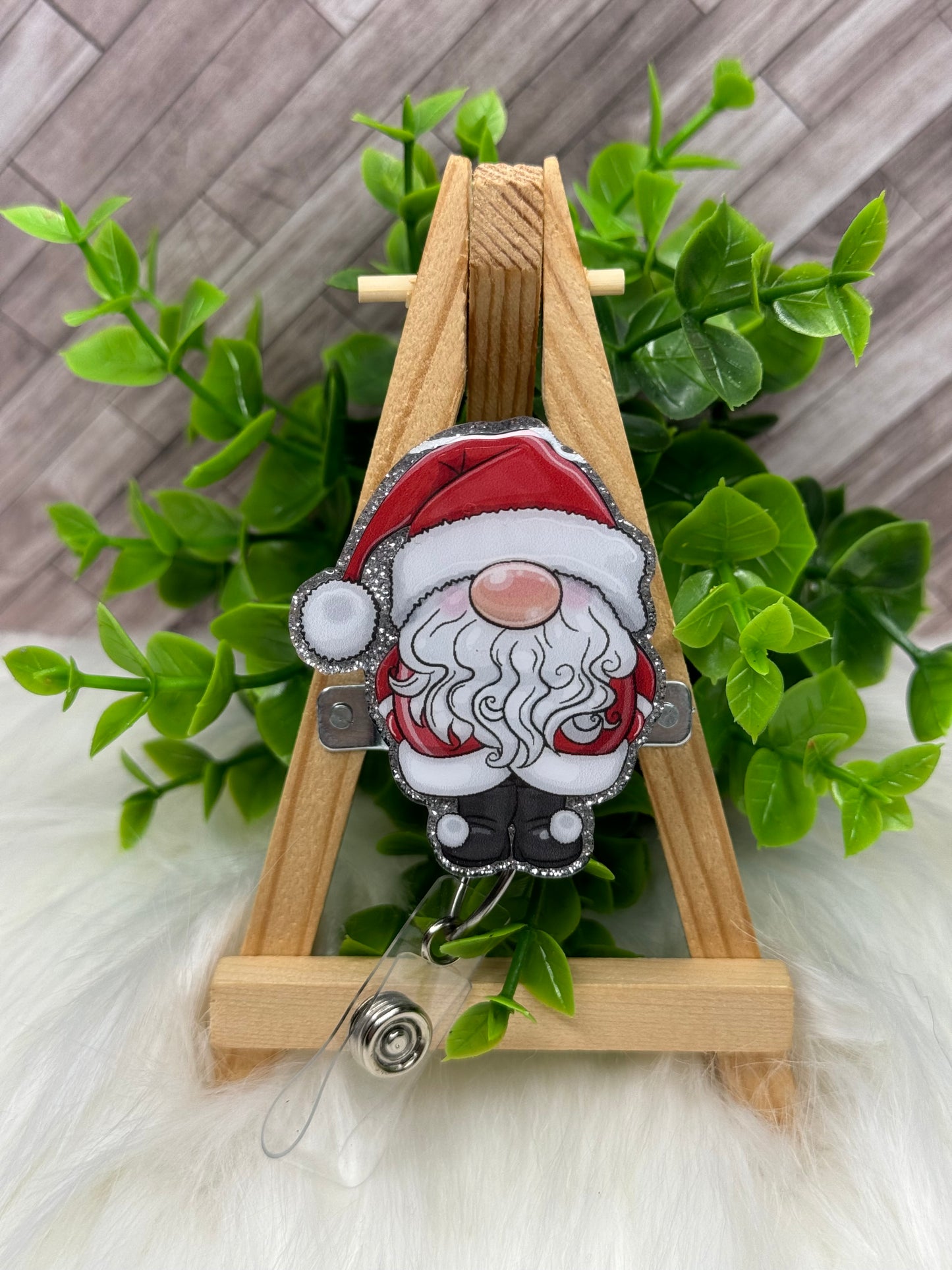 Santa Gnome Interchangeable Badge Topper