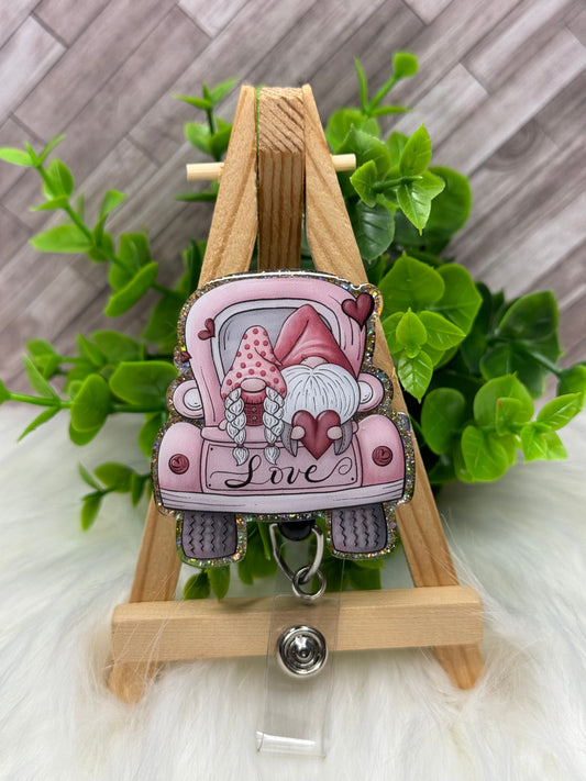 Gnome Couple Love Truck Interchangeable Badge Topper