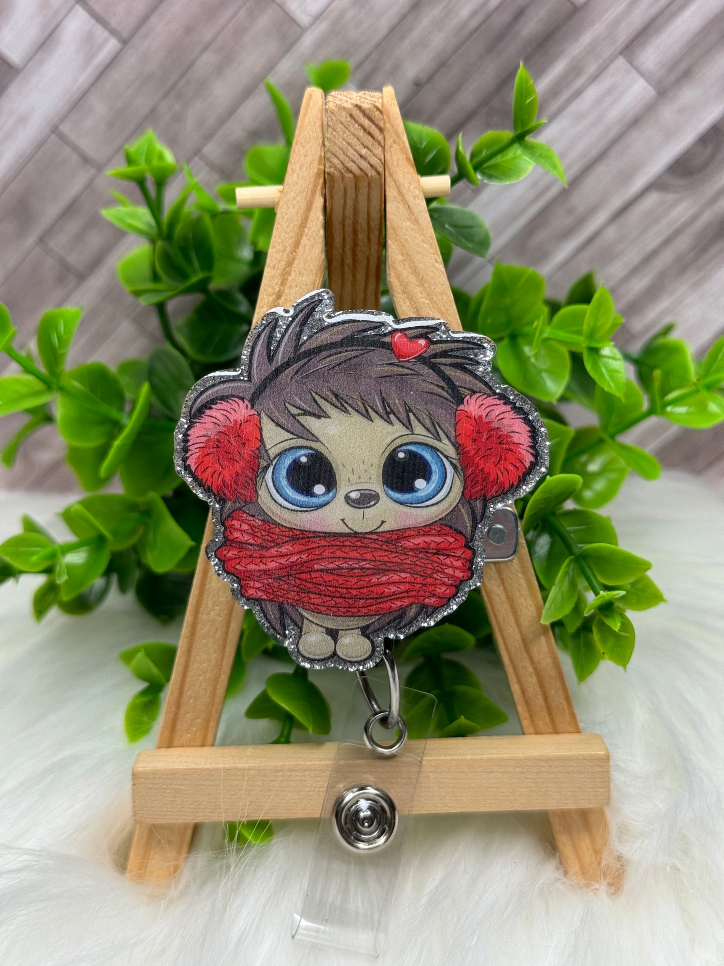 Cute Winter Hedgehog Interchangeable Badge Topper