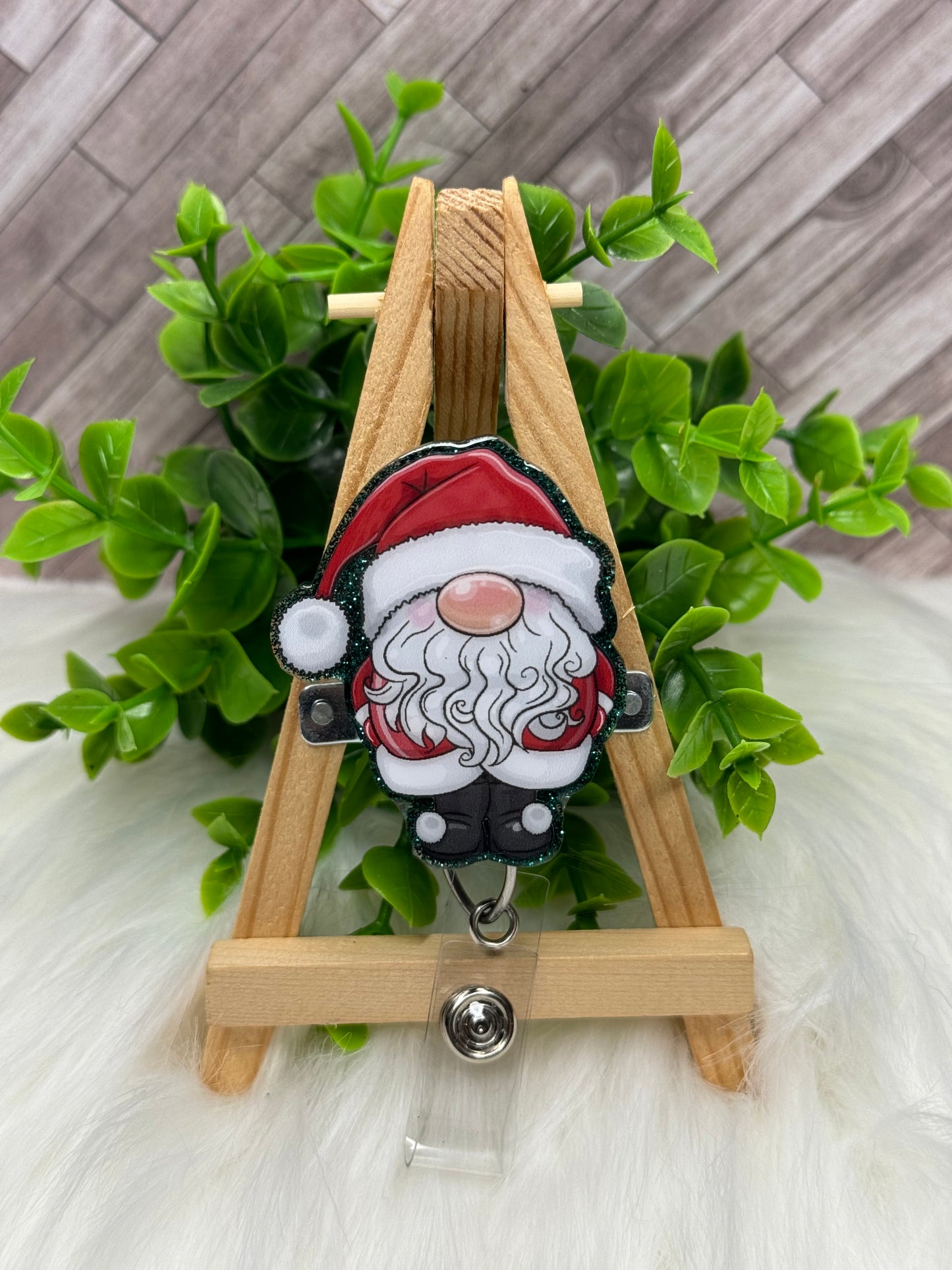 Santa Gnome Interchangeable Badge Topper