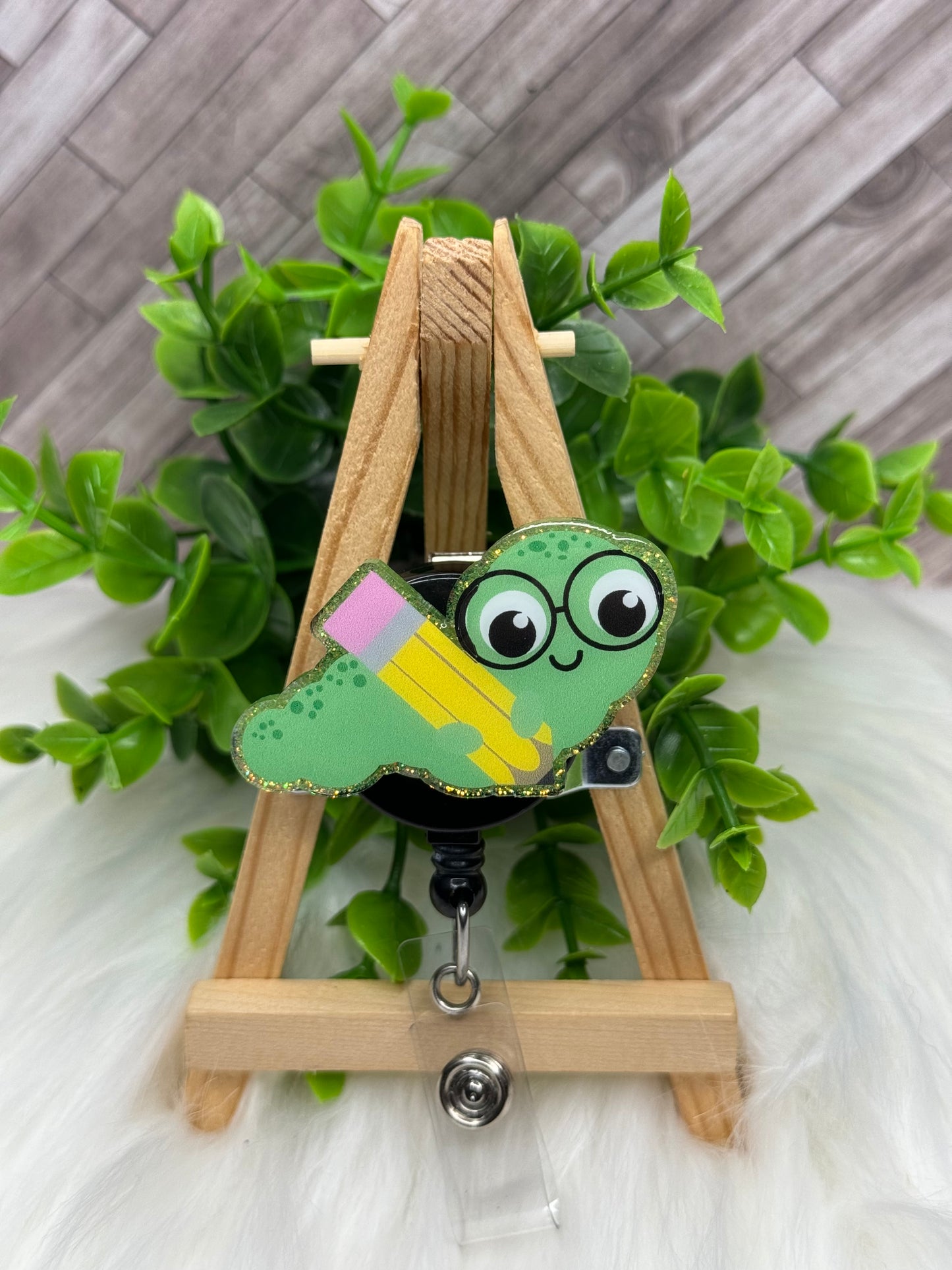 Adorable Bookworm Interchangeable Badge Topper