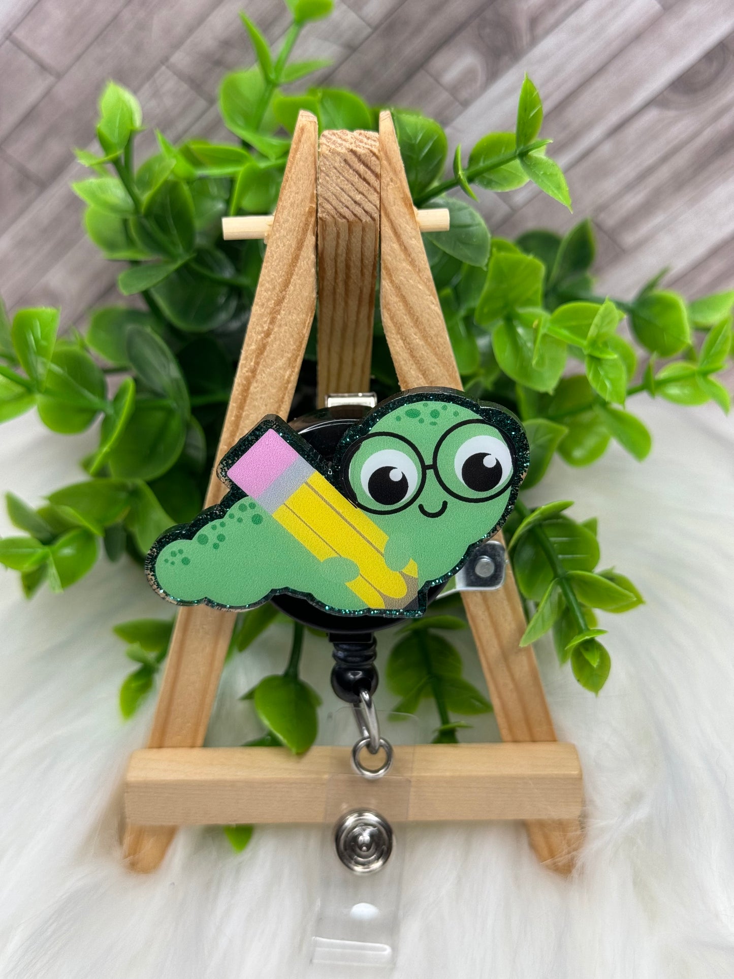 Adorable Bookworm Interchangeable Badge Topper