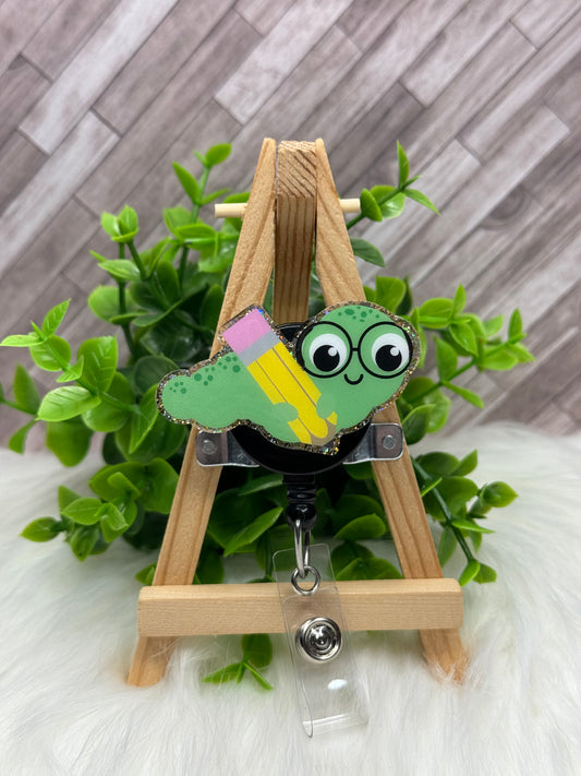 Adorable Bookworm Interchangeable Badge Topper