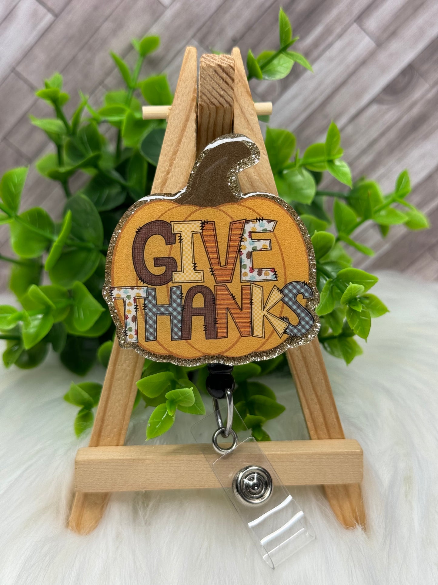 Give Thanks Pumpkin Interchangeable Badge Topper