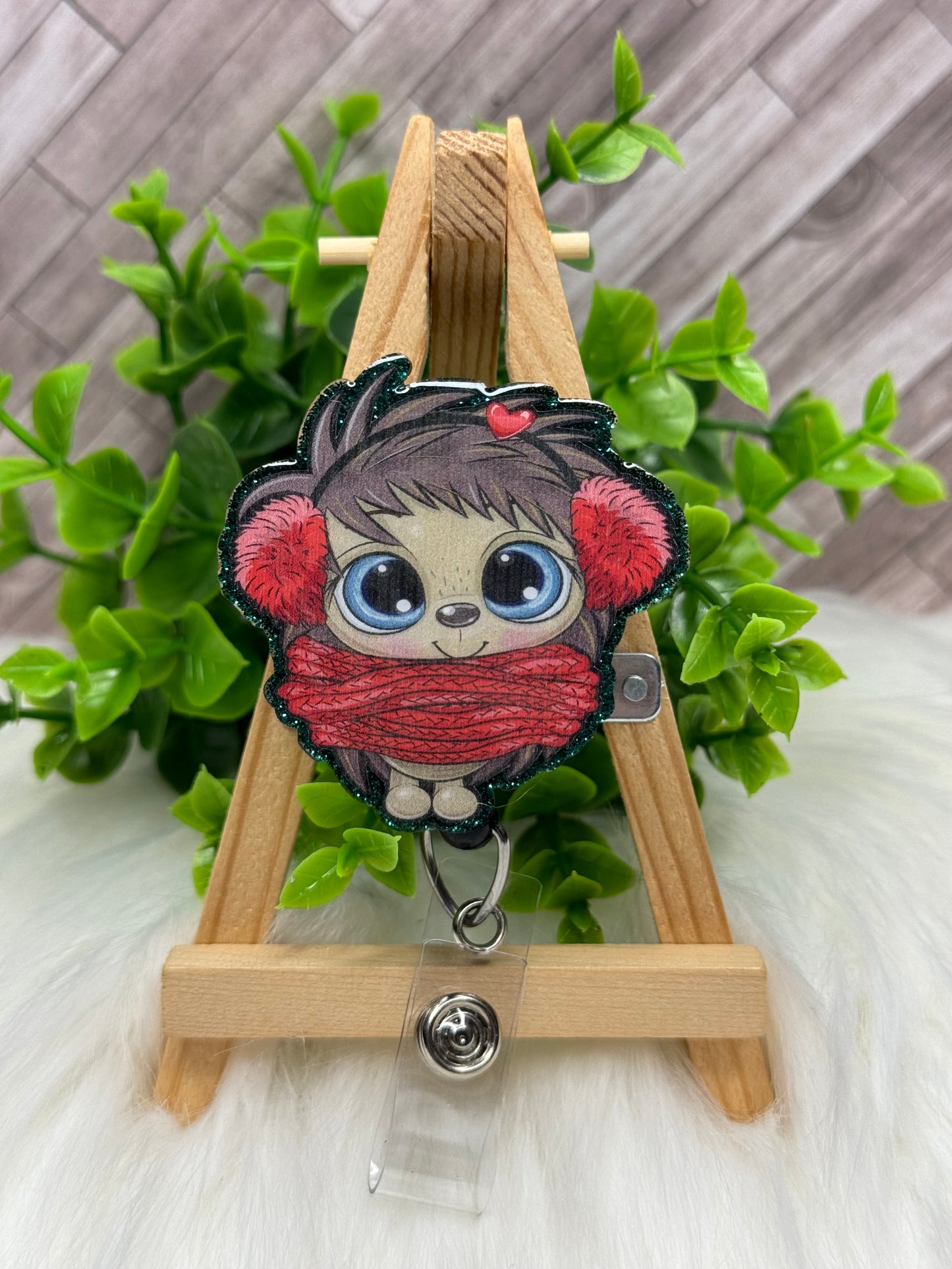 Cute Winter Hedgehog Interchangeable Badge Topper