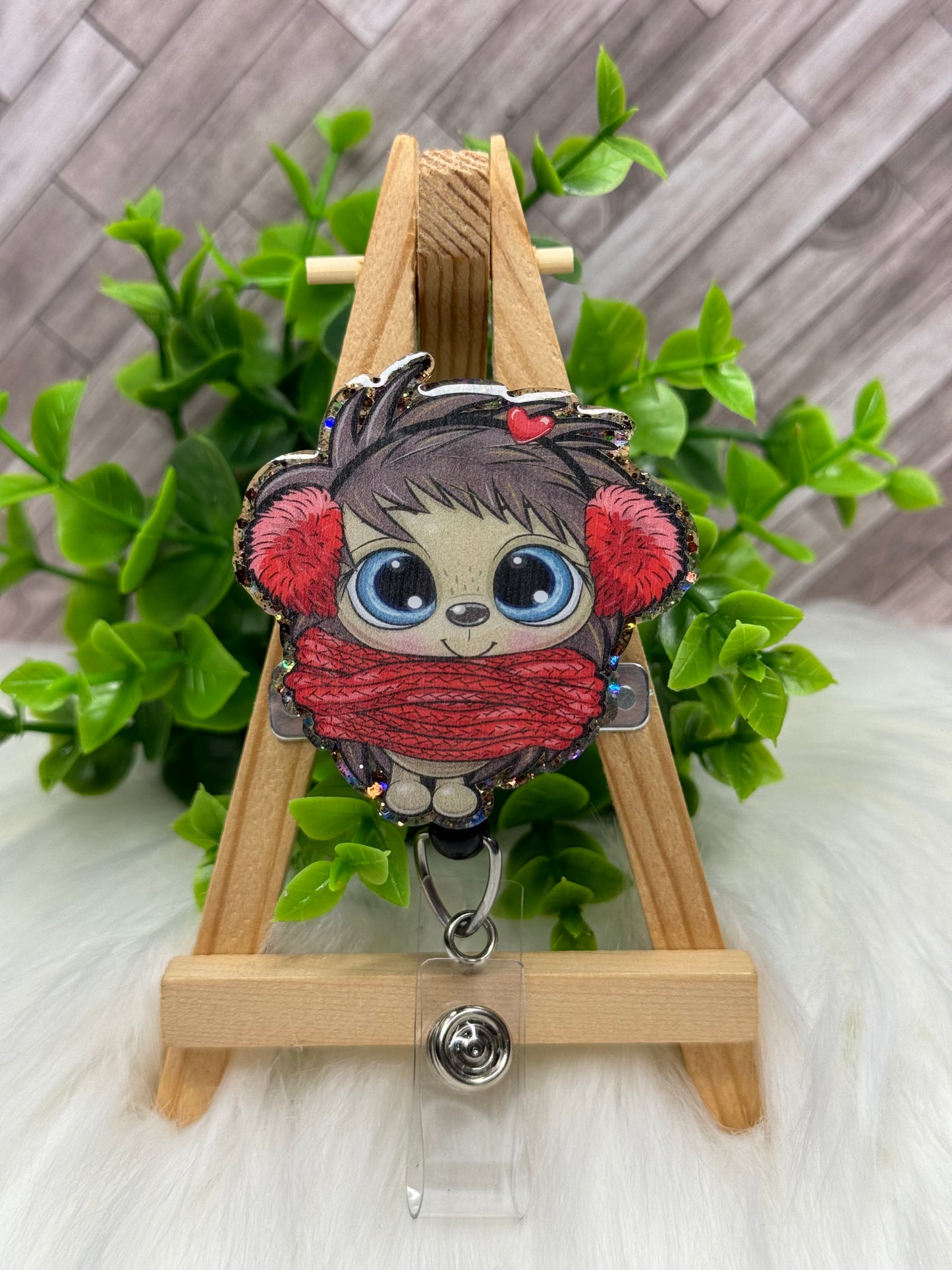 Cute Winter Hedgehog Interchangeable Badge Topper