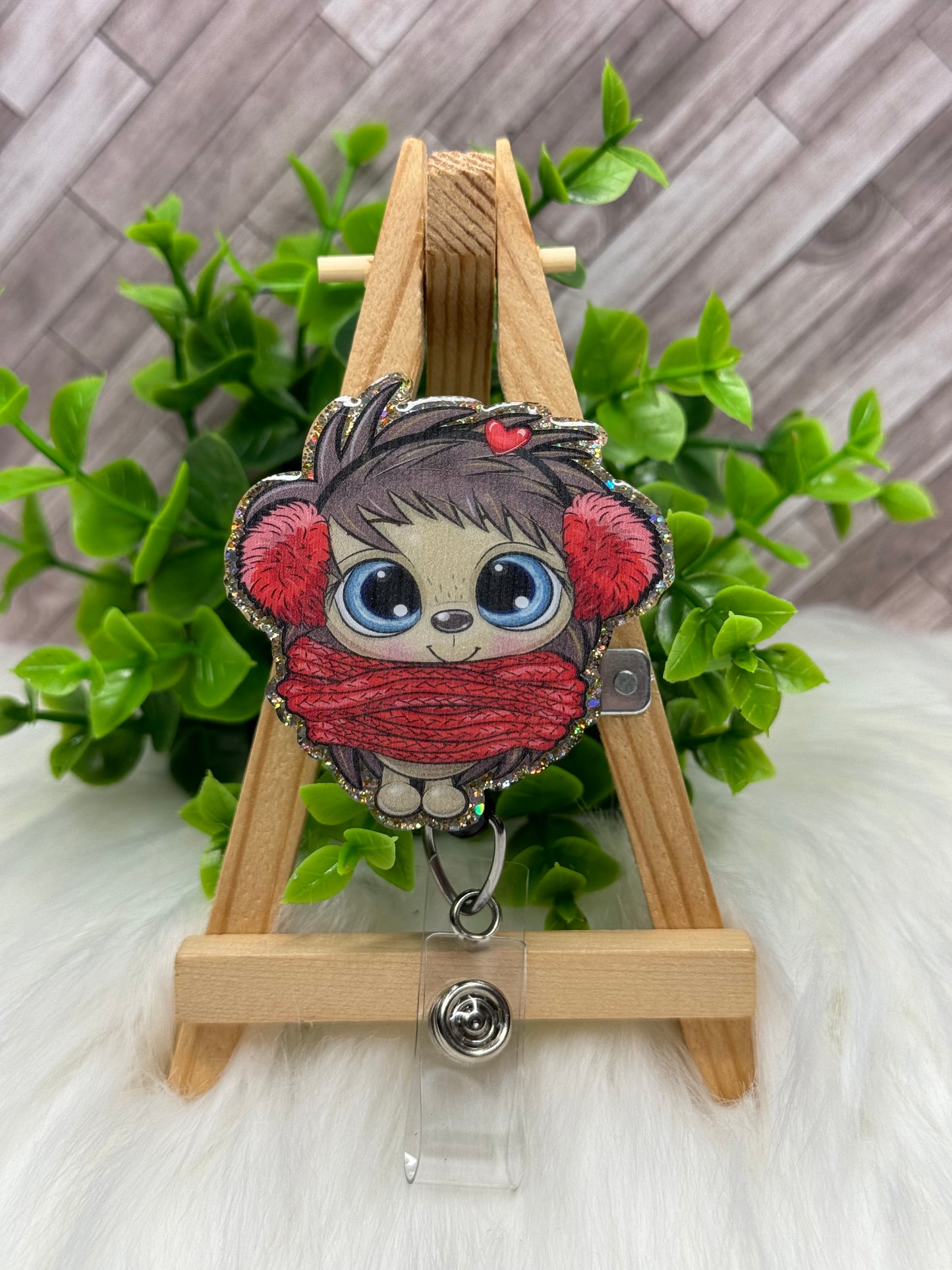 Cute Winter Hedgehog Interchangeable Badge Topper