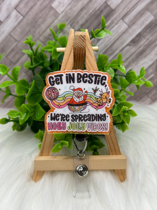 Spreading Holly Jolly Vibes Interchangeable Badge Topper