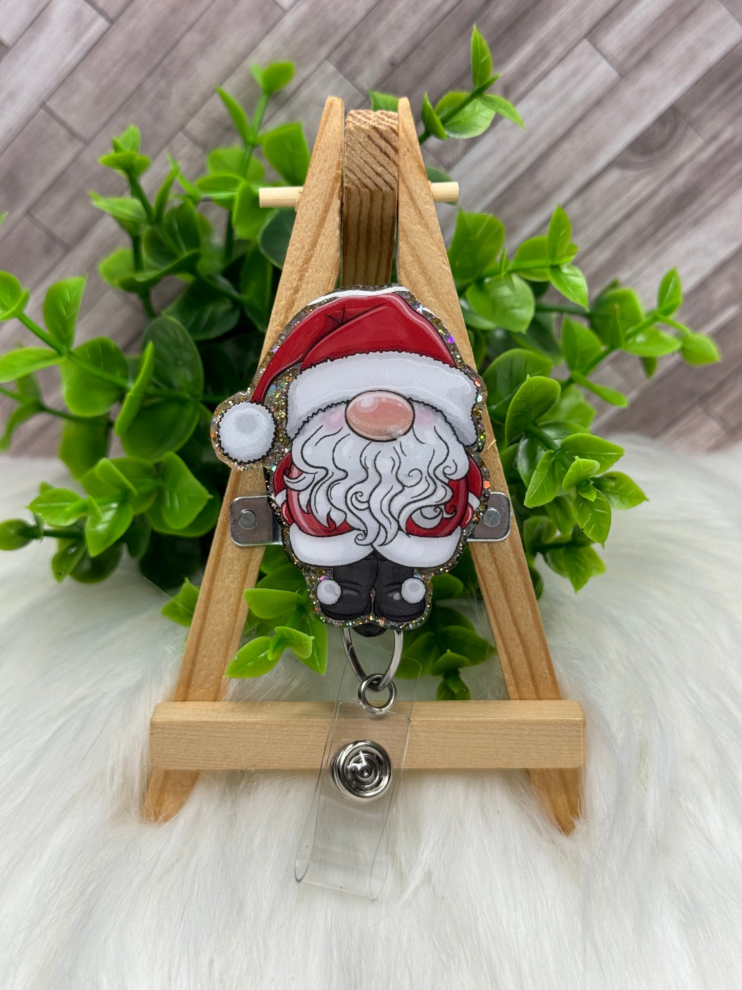 Santa Gnome Interchangeable Badge Topper