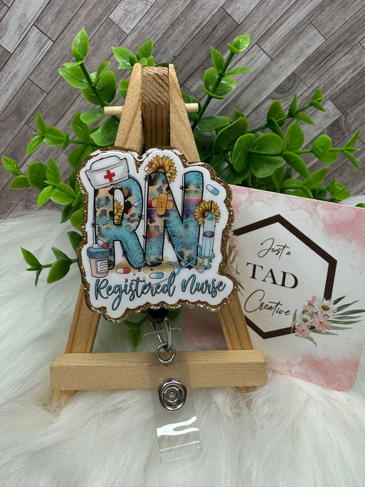 Registered Nurse Cheetah Print Design Interchangeable Badge Topper