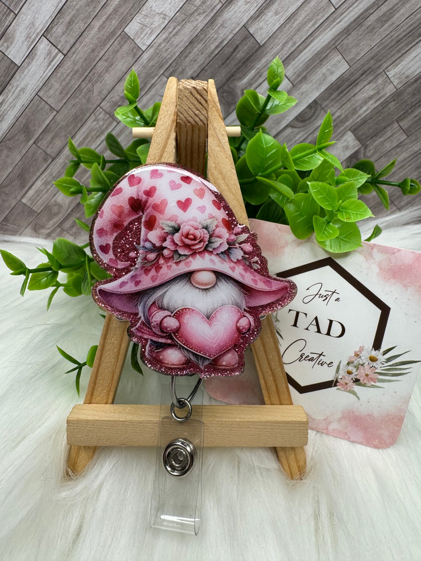 Heart Gnome Interchangeable Badge Reel Topper