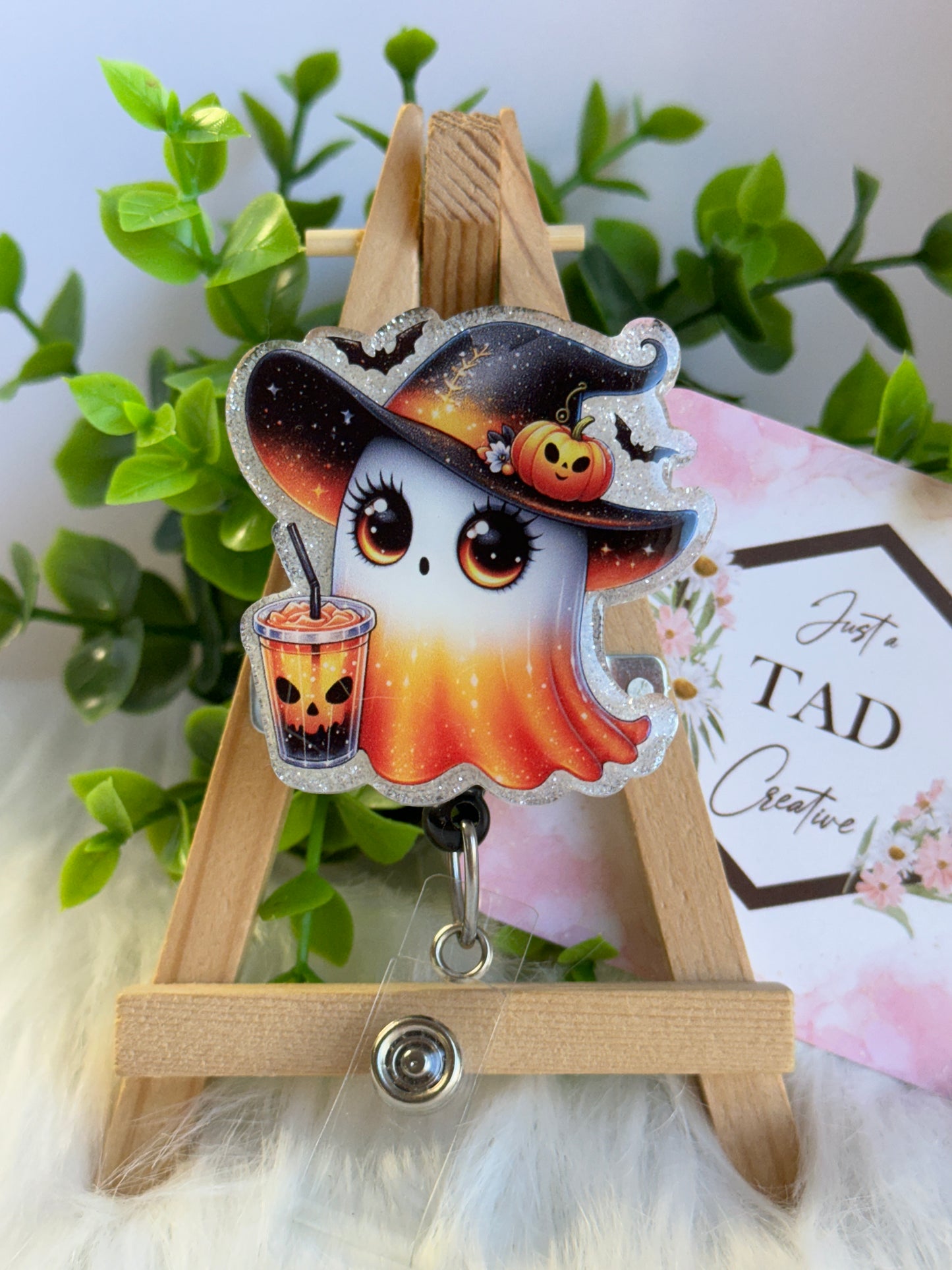 Ghost in Cute Witch Hat Interchangeable Topper