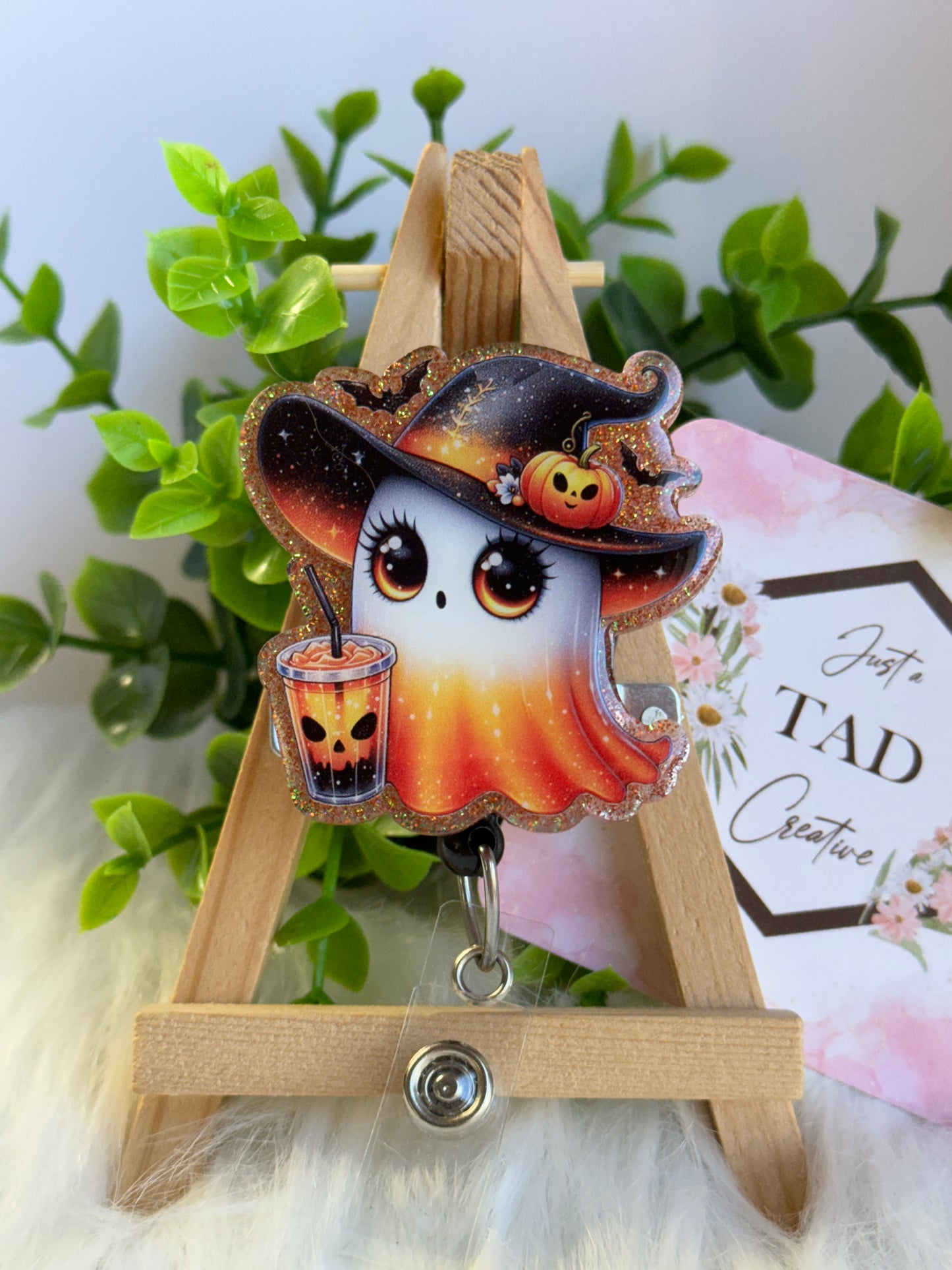 Ghost in Cute Witch Hat Interchangeable Topper