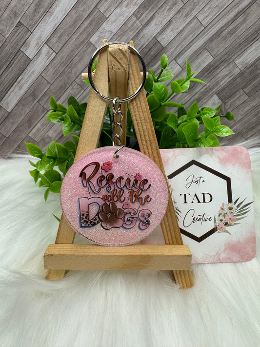 Rescue All the Dogs Keychain / Bag Tag