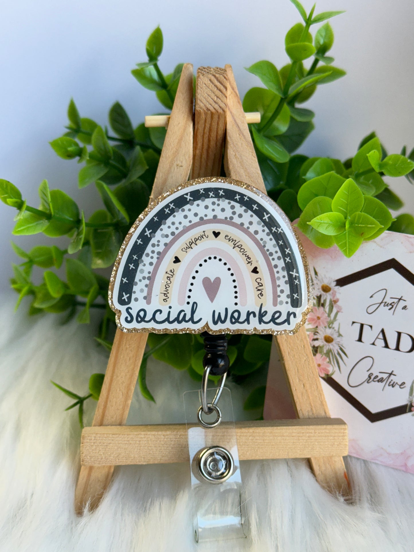 Social Worker Boho Rainbow Interchangeable Topper