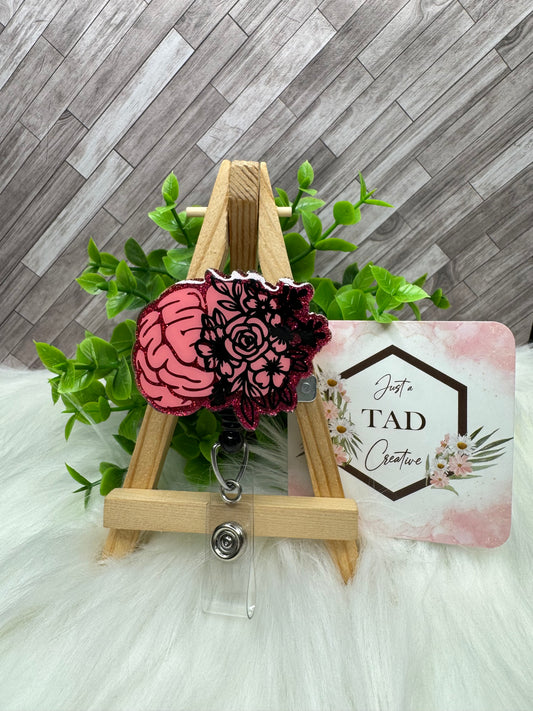 Floral Brain Interchangeable Badge Topper