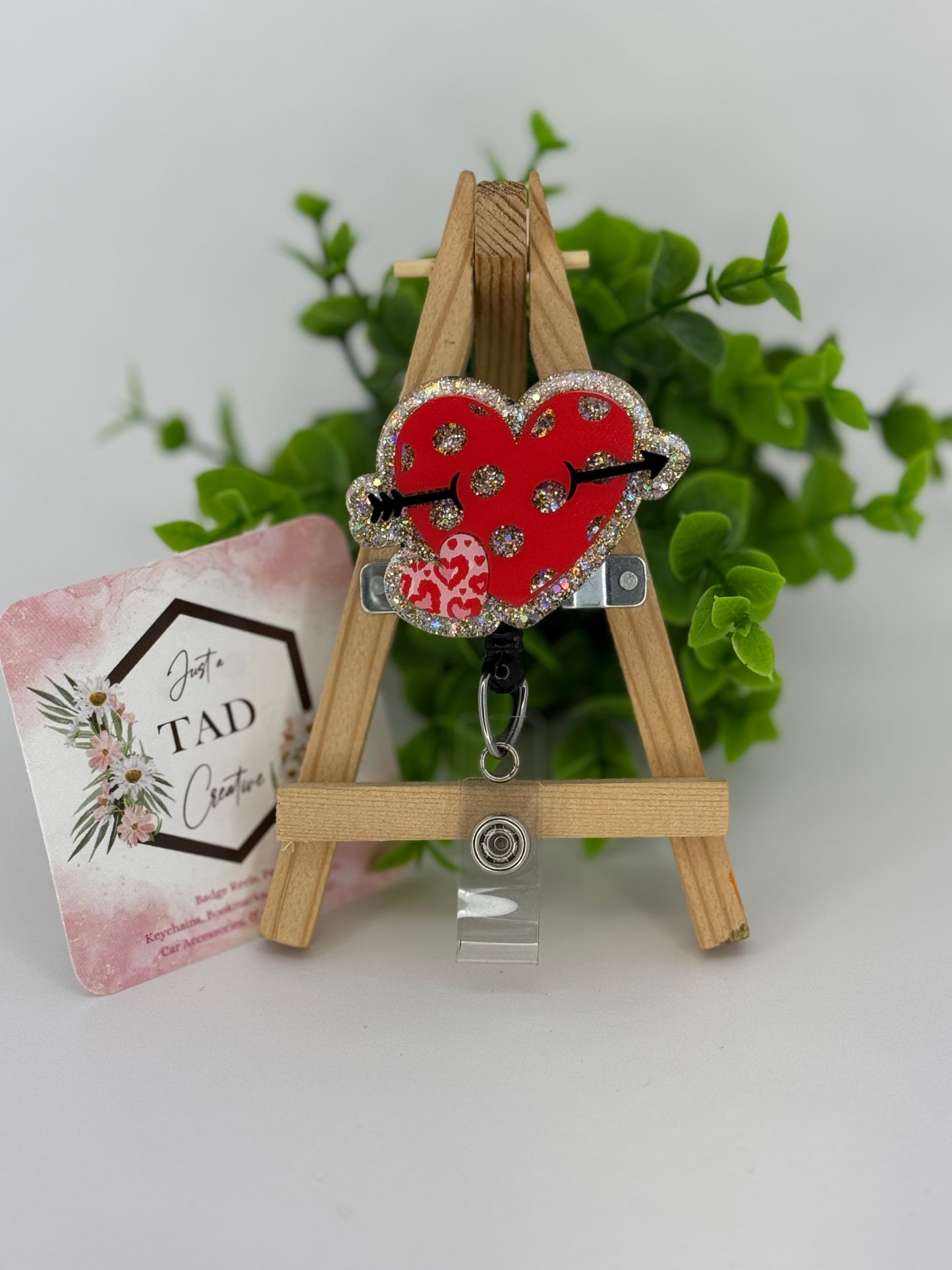 Double Heart with Arrow Interchangeable Badge Reel Topper