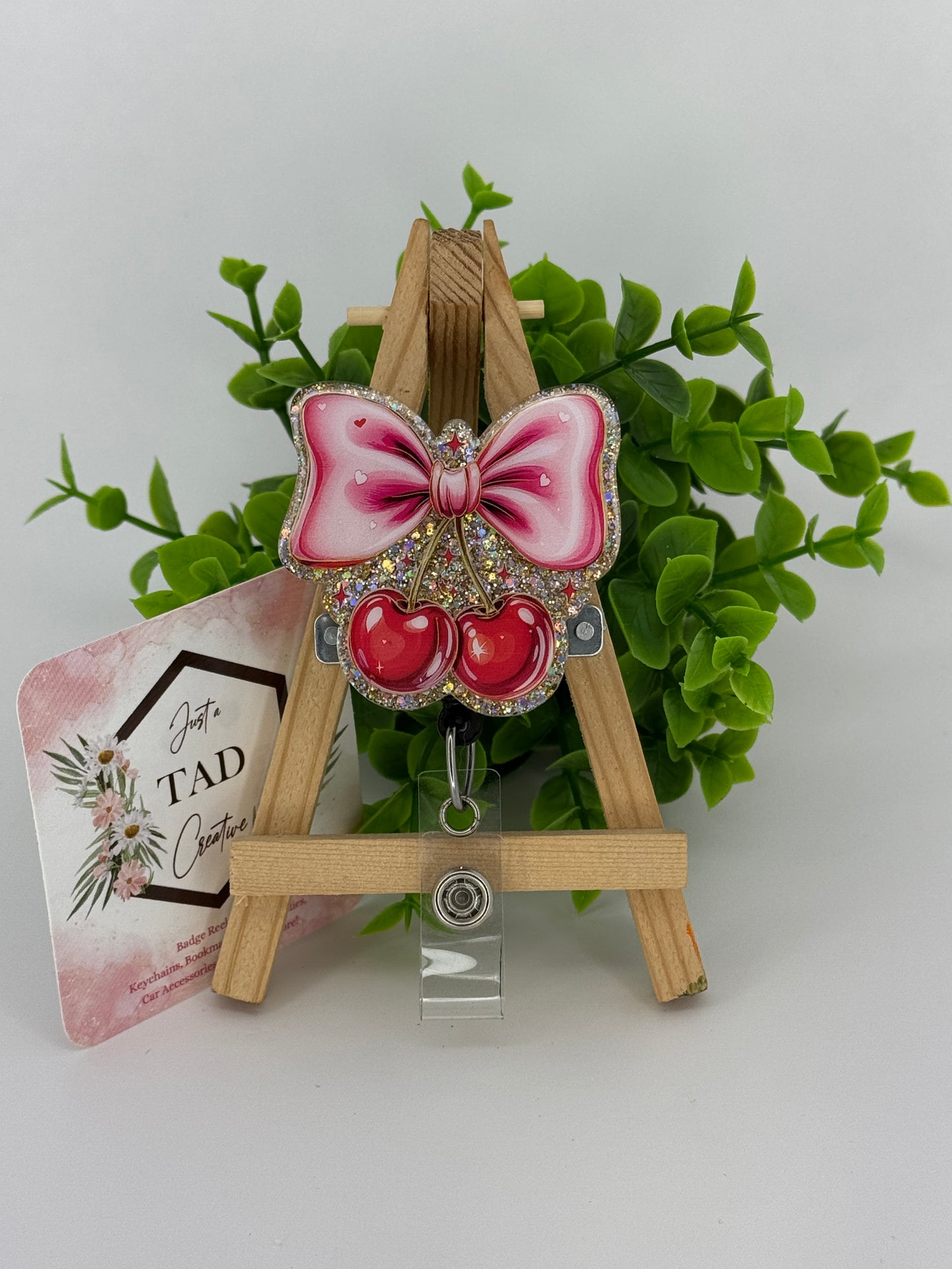 Cherries with Large Bow Interchangeable Badge Topper