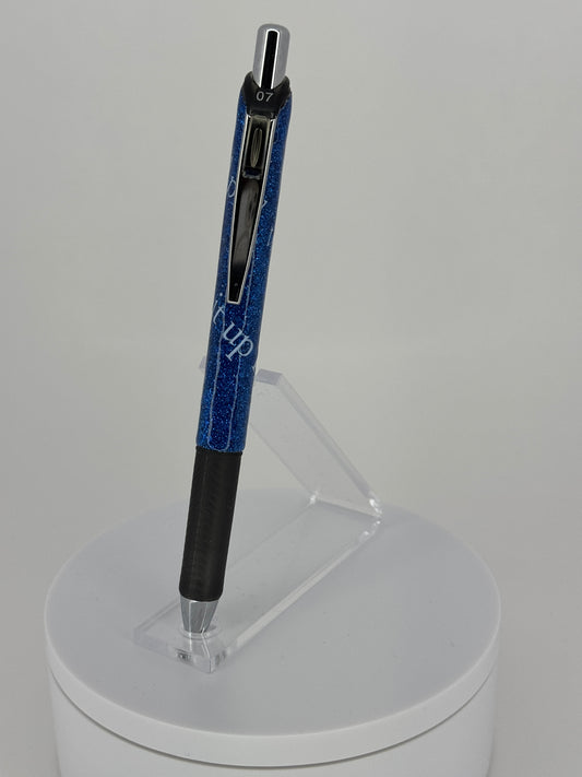 Light It Up Blue Glittered Gel Pen with Clip