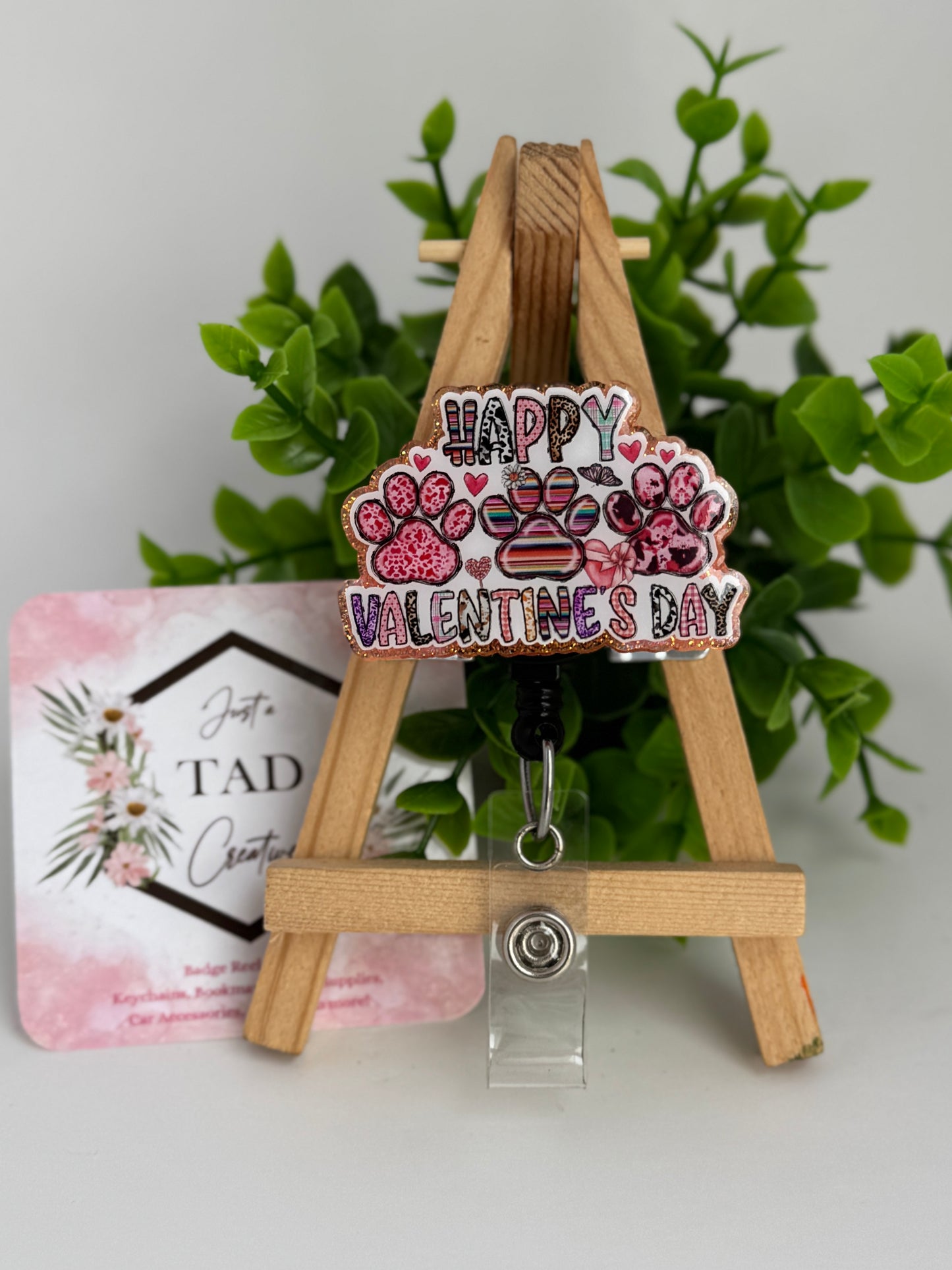 Happy Valentine's DAY Paw Print Interchangeable Badge Topper