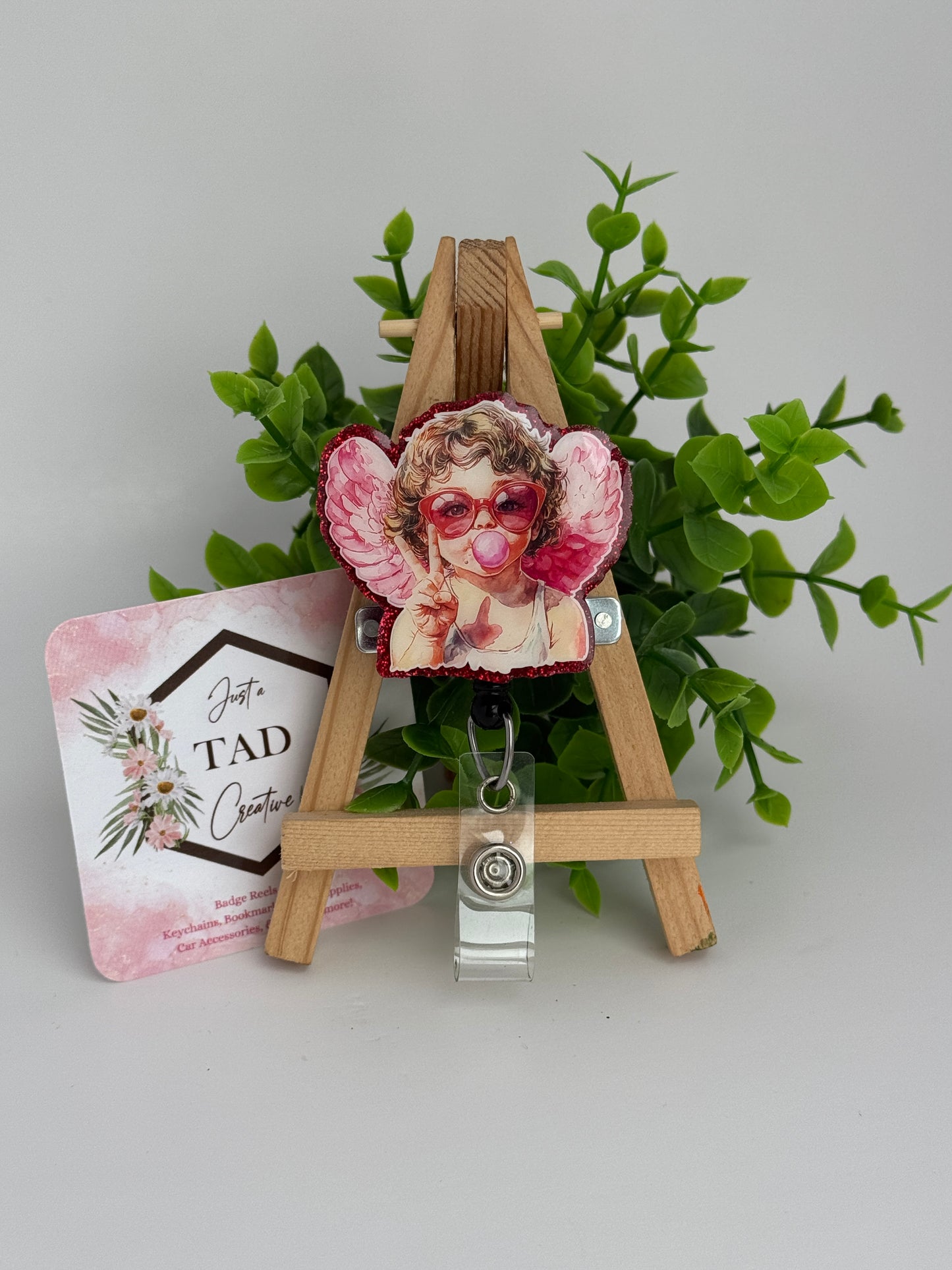 Curly Haired Cupid Interchangeable Badge Reel Topper