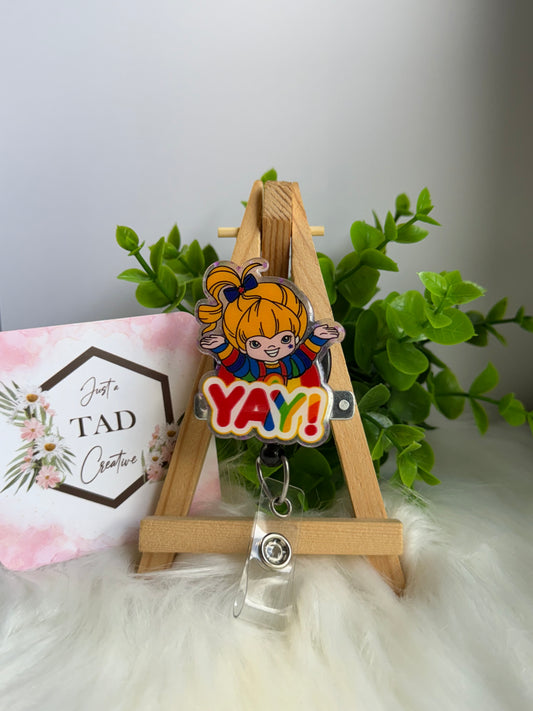 Rainbow Girl Cartoon Character Interchangeable Badge Reel Topper