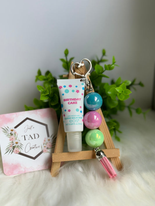 Lip Gloss Keychain with Beads