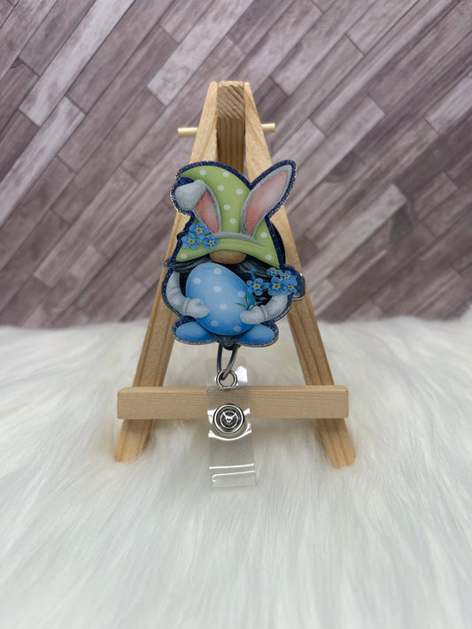 Easter Gnome with Dark Beard Interchangeable Badge Reel Topper