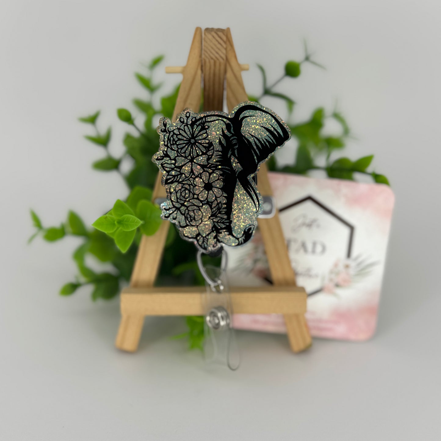 Floral Elephant Interchangeable Badge Topper