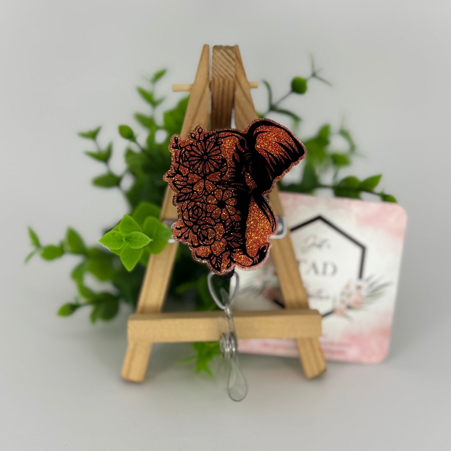 Floral Elephant Interchangeable Badge Topper