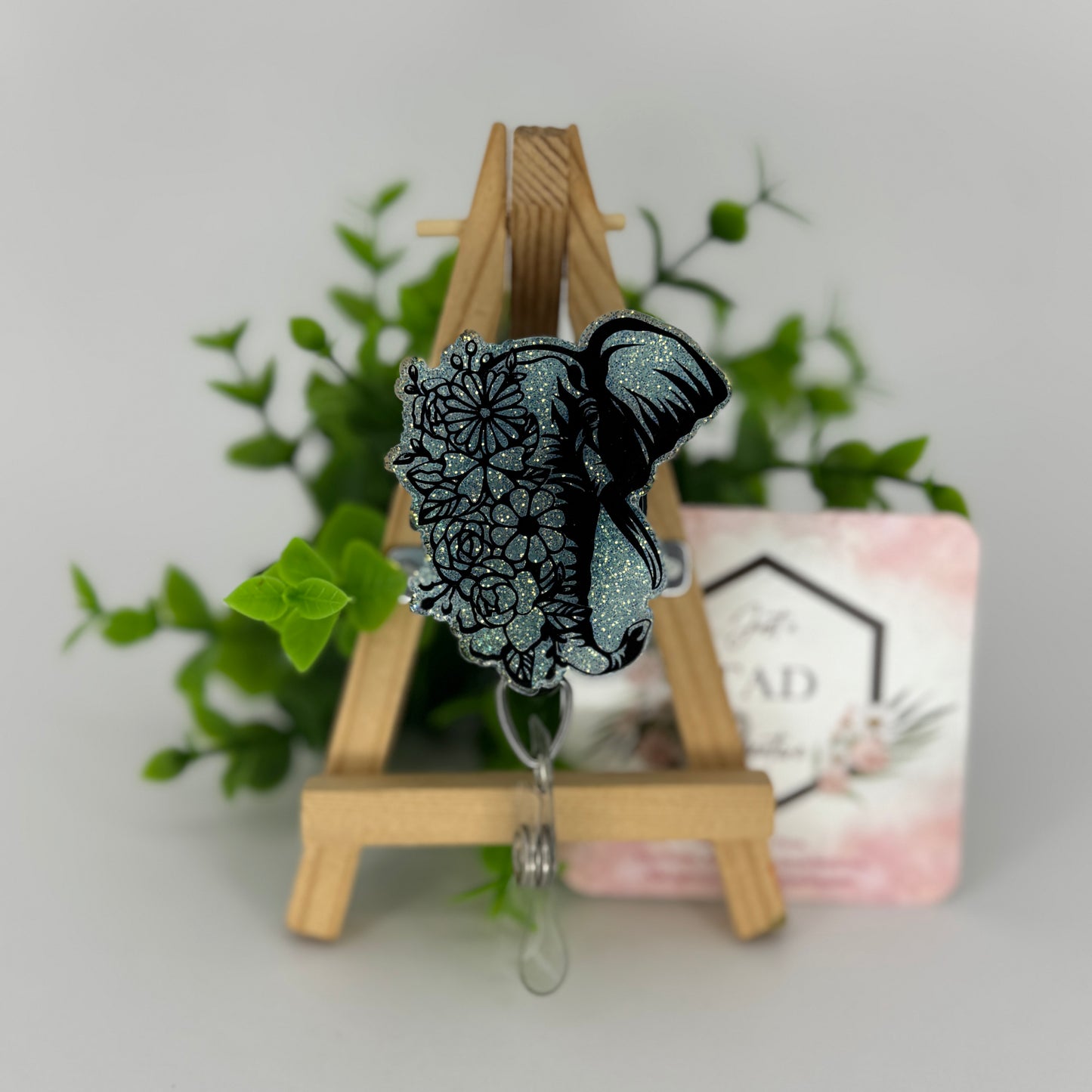 Floral Elephant Interchangeable Badge Topper