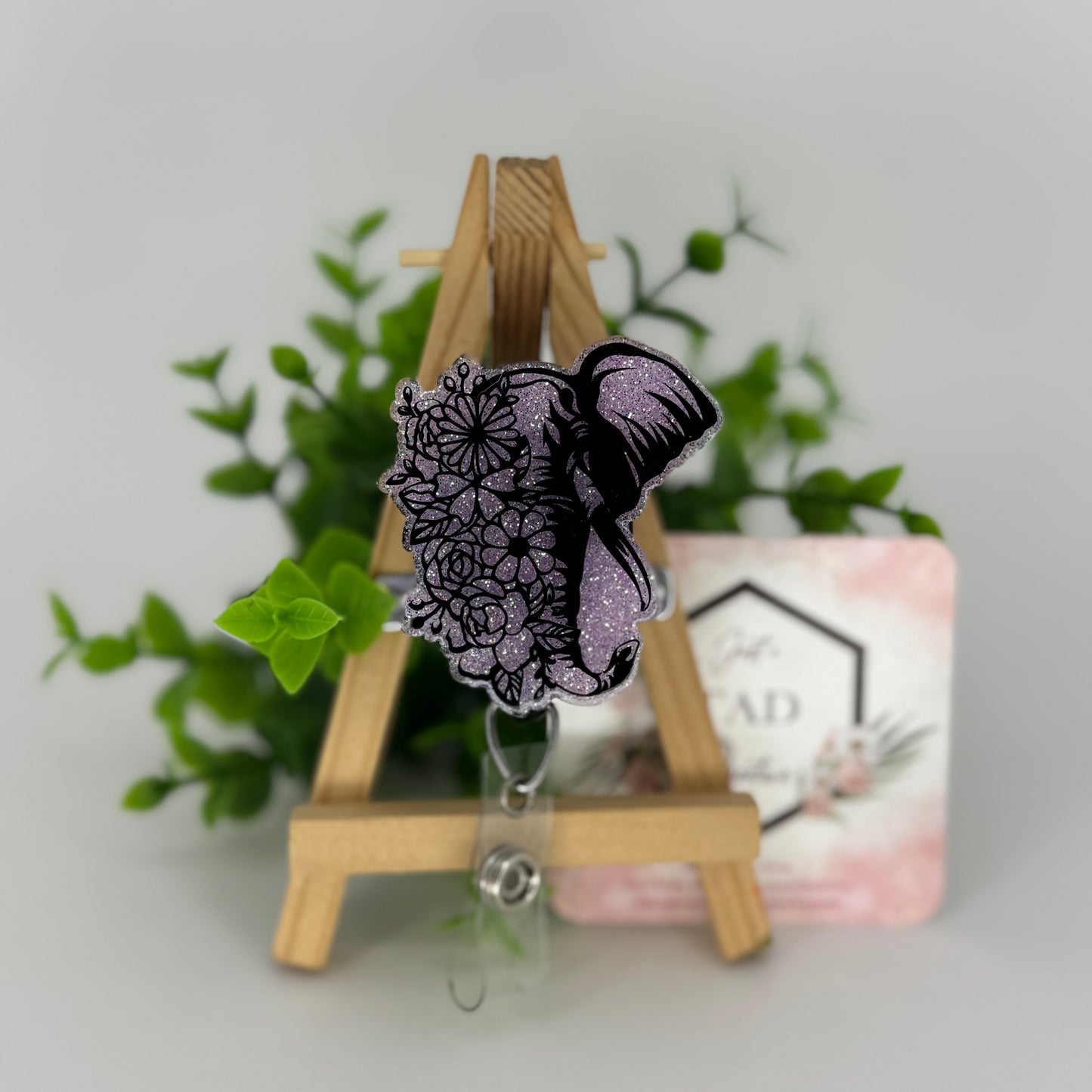 Floral Elephant Interchangeable Badge Topper