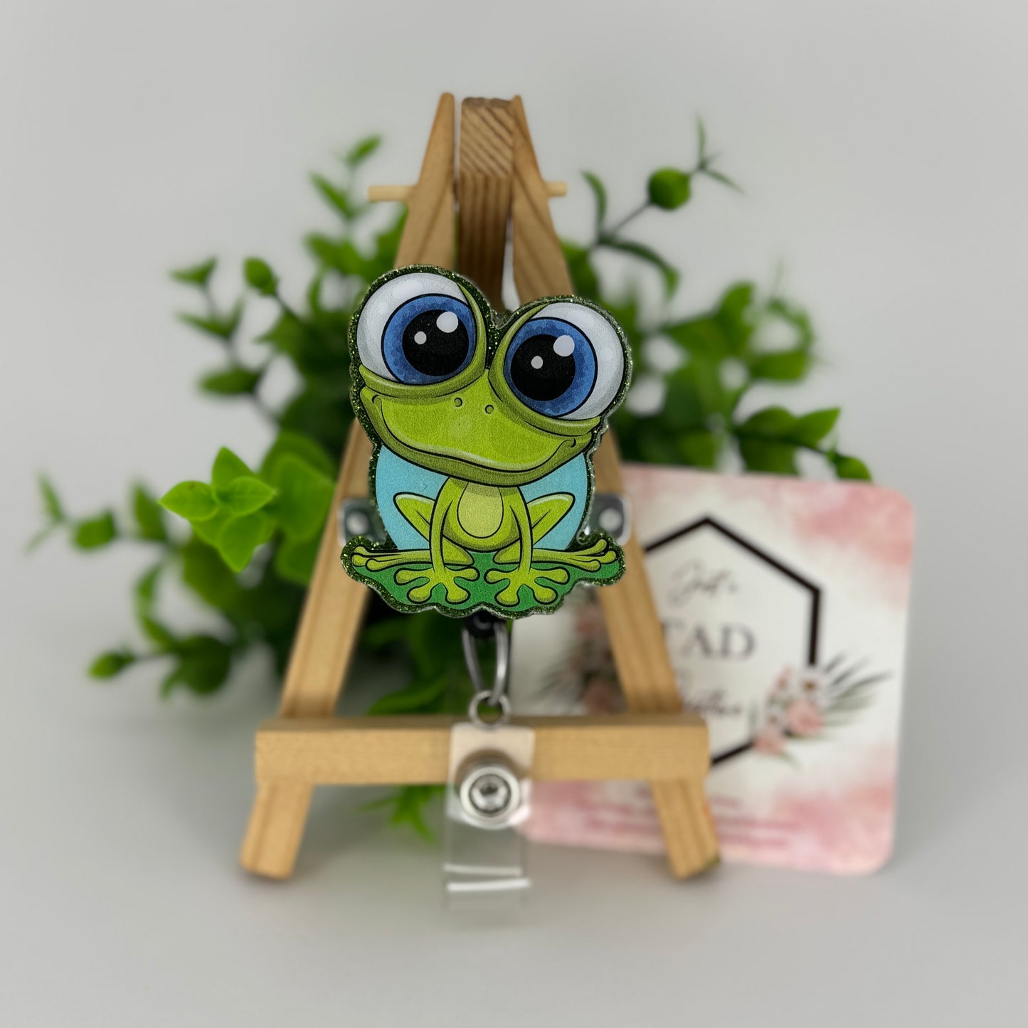Big Eyed Frog Glittered Interchangeable Badge Reel Topper