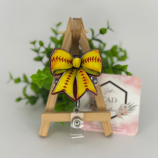 Softball Coquette Bow Interchangeable Badge Topper