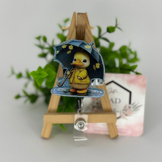 Rainy Day Ducky Interchangeable Badge Reel Topper